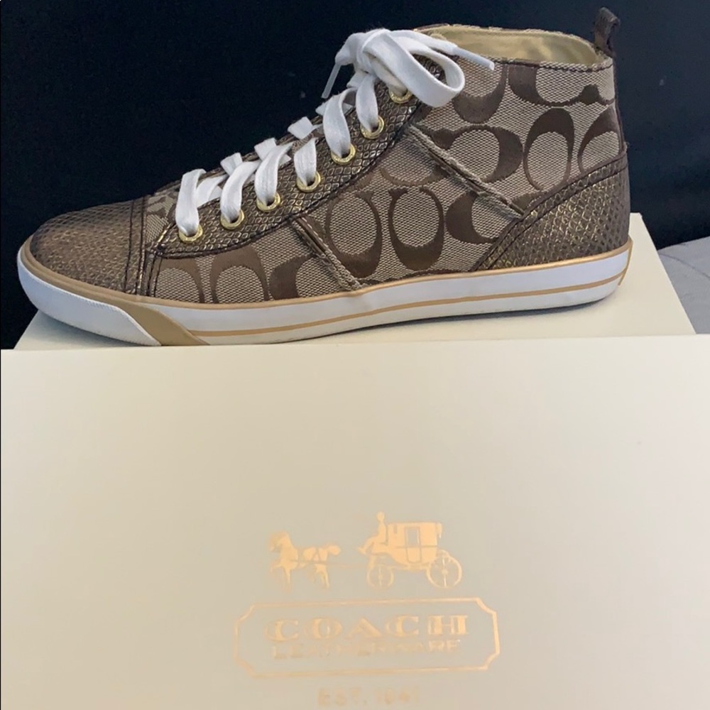 Gold Coach High-Top Converse Shoes